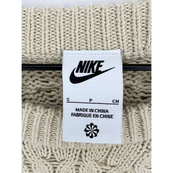 Nike Life Cable Knit Men’s Size Small Sweater Wool Blend Loose Fit Swoosh Cream - Picture 7 of 10